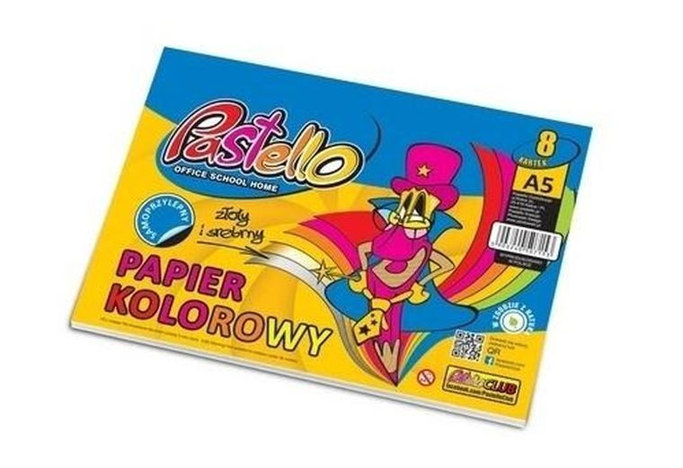 Alfa Pastello, papier samoprzylepny, kolorowy, A5, 8 kartek, błyszczący