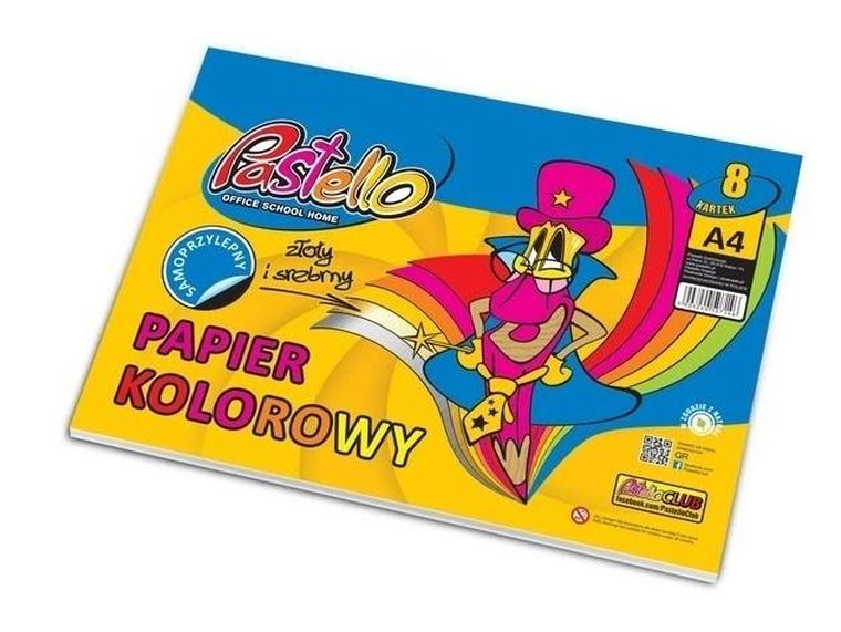 Alfa Pastello, papier samoprzylepny, kolorowy, błyszczący, A4, 8 kartek