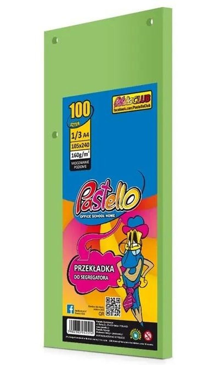Alfa Pastello, przekładka do segregatora, 1/3 A4, 100 kartek, IT130 ziel