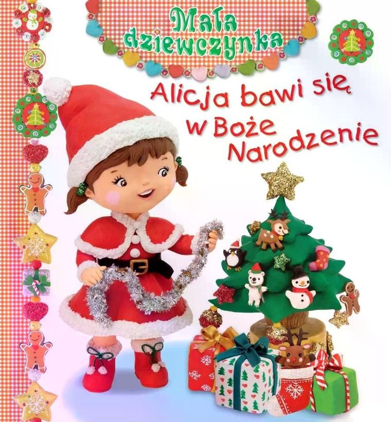 Alicja bawi się w Boże Narodzenie. Mała dziewczynka