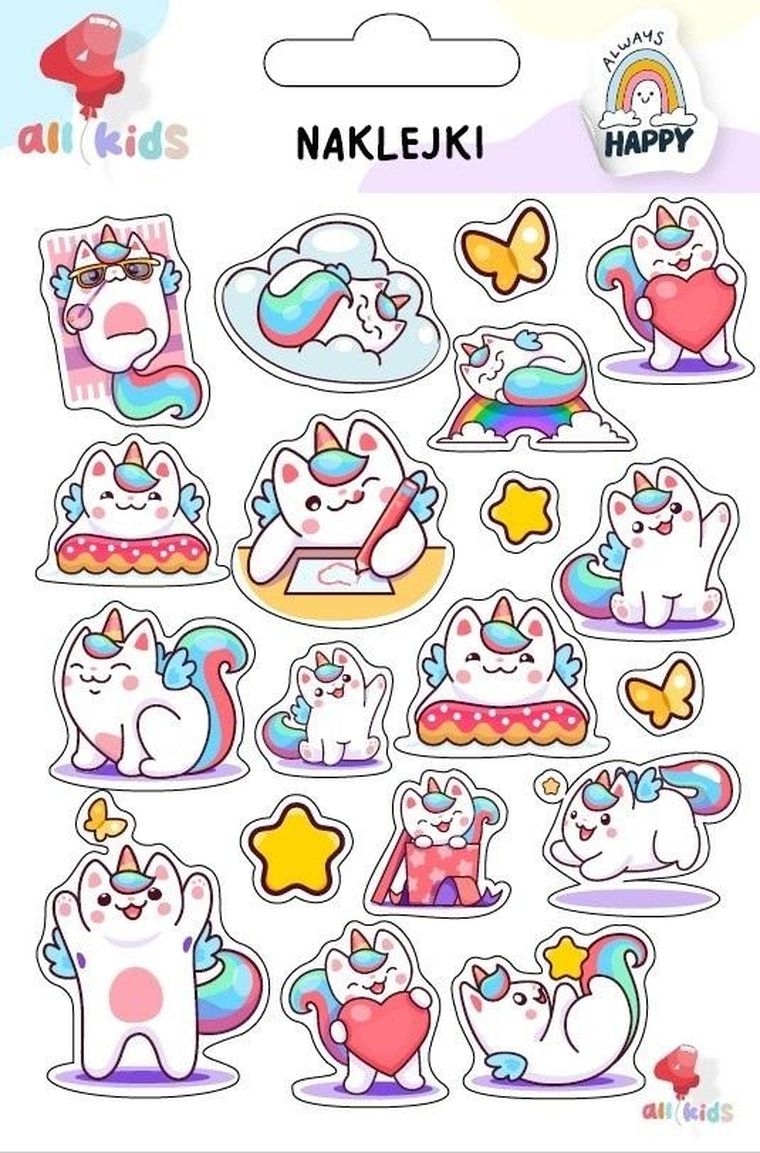 All4Kids, naklejki dla dzieci, Kotki jednorożce