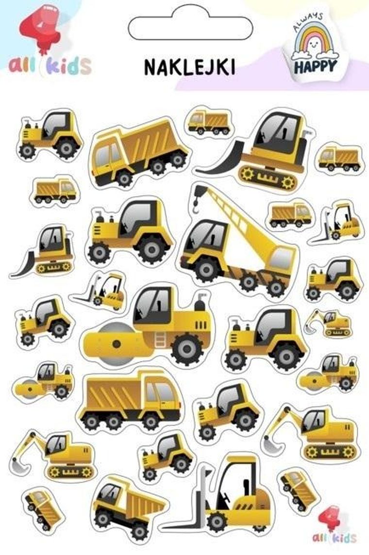 All4Kids, naklejki, Maszyny budowlane