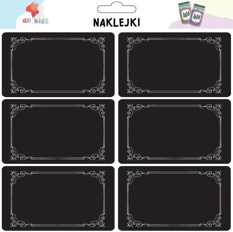 All4Kids, naklejki na przetwory i przyprawy, czarne