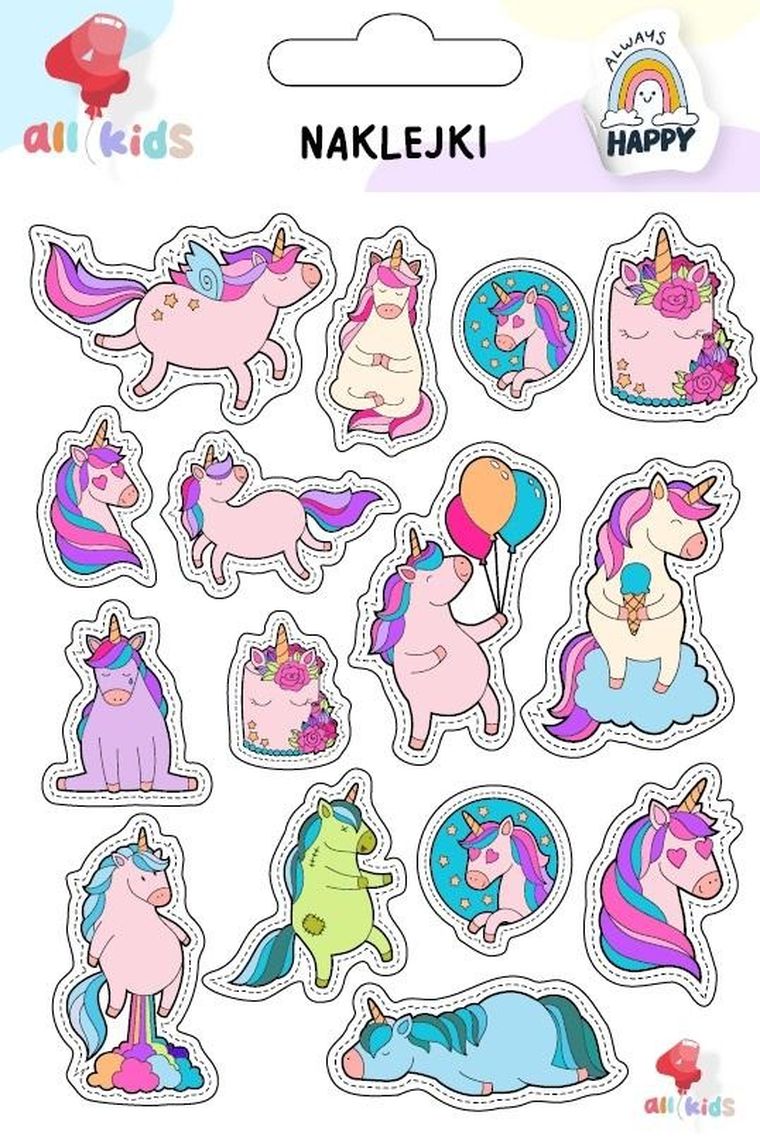 All4Kids, naklejki, Tęczowe jednorożce