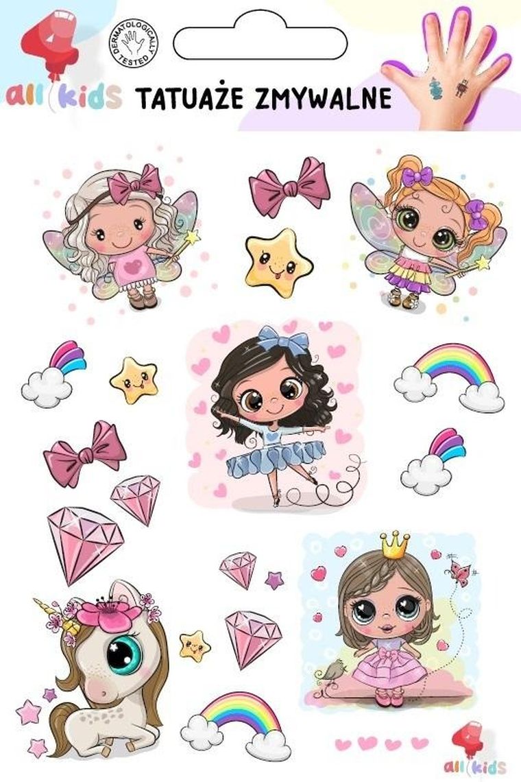 All4Kids, tatuaże zmywalne, baletnica księżniczka
