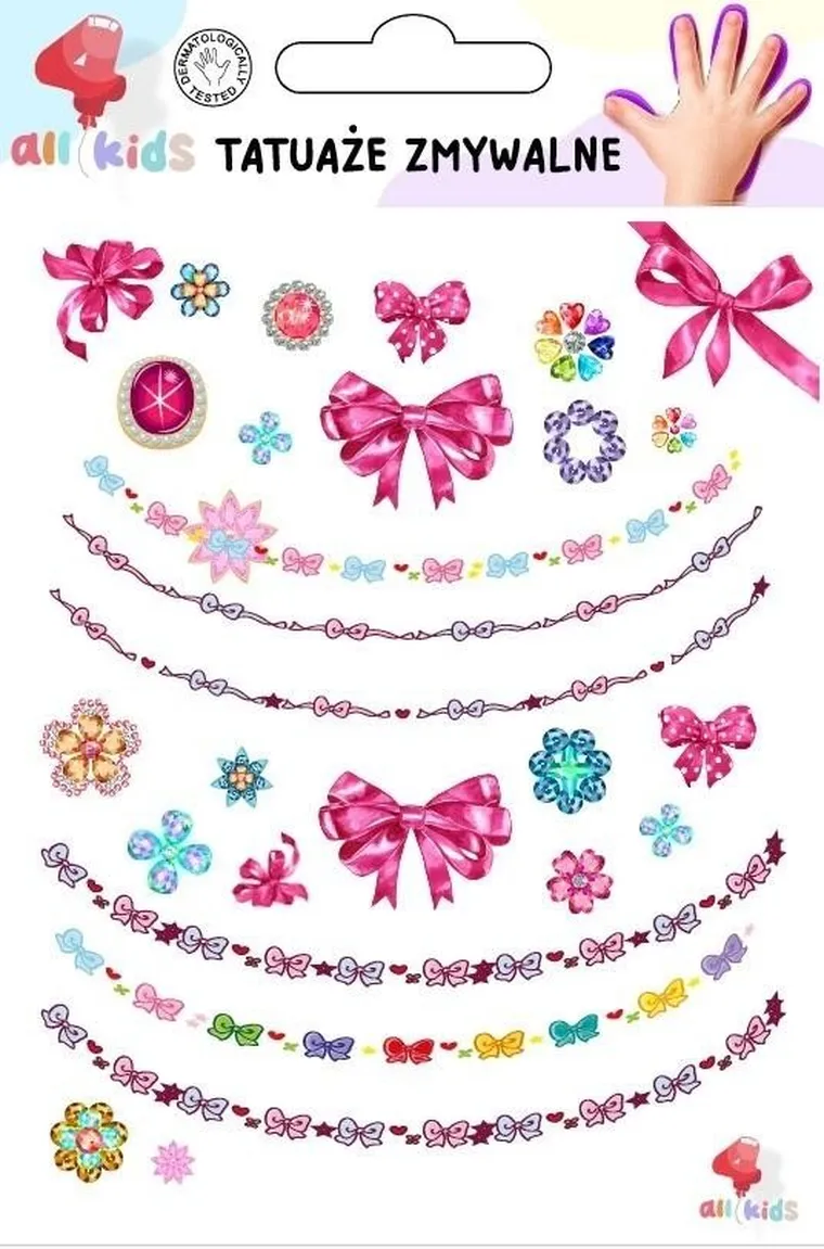 All4Kids, tatuaże zmywalne, biżuteria kokardki
