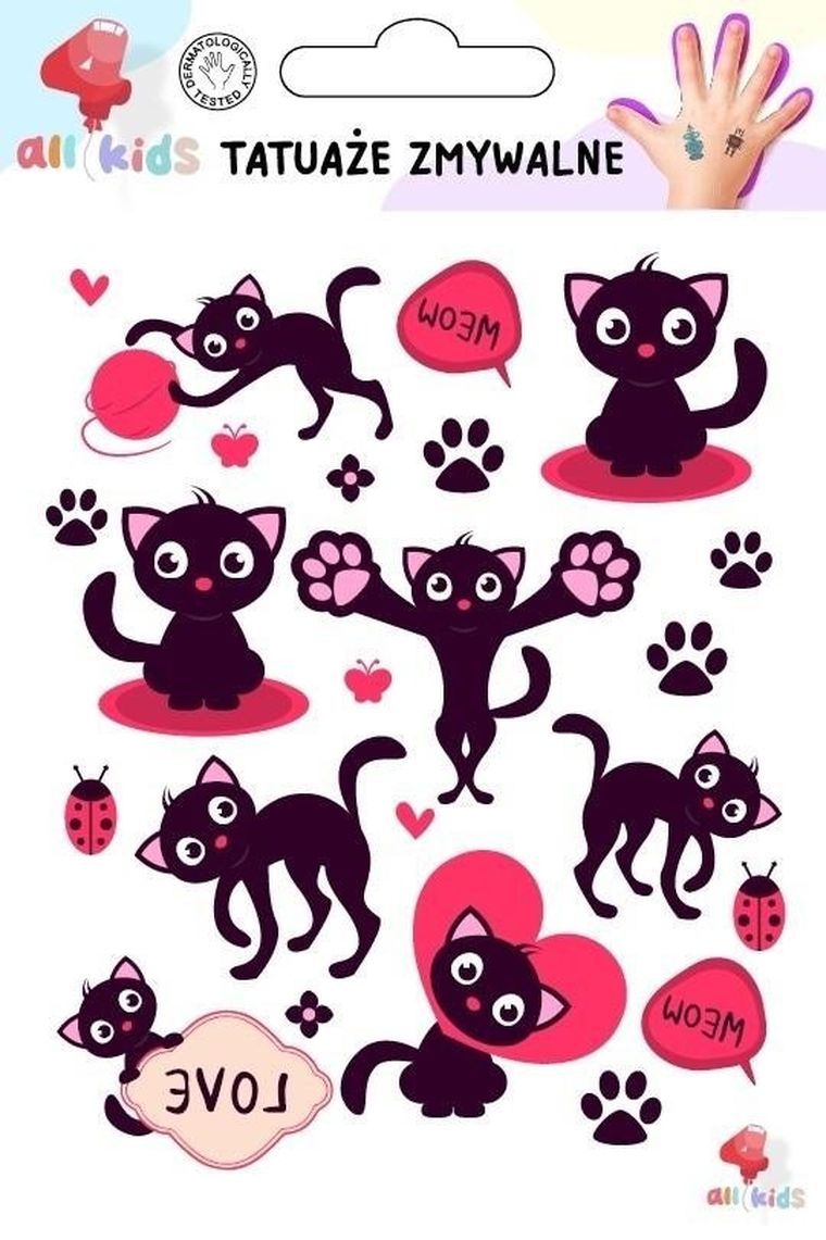 All4Kids, tatuaże zmywalne, czarne kotki