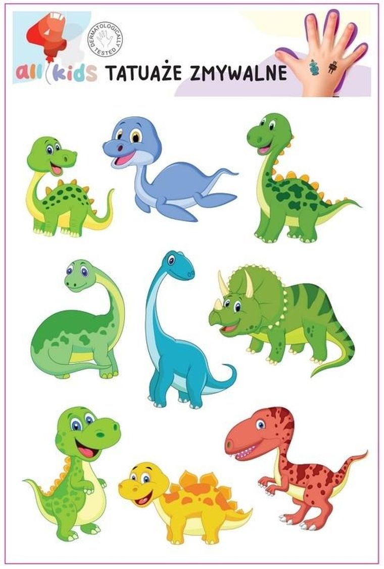 All4kids, tatuaże zmywalne dla dzieci, Dinusie