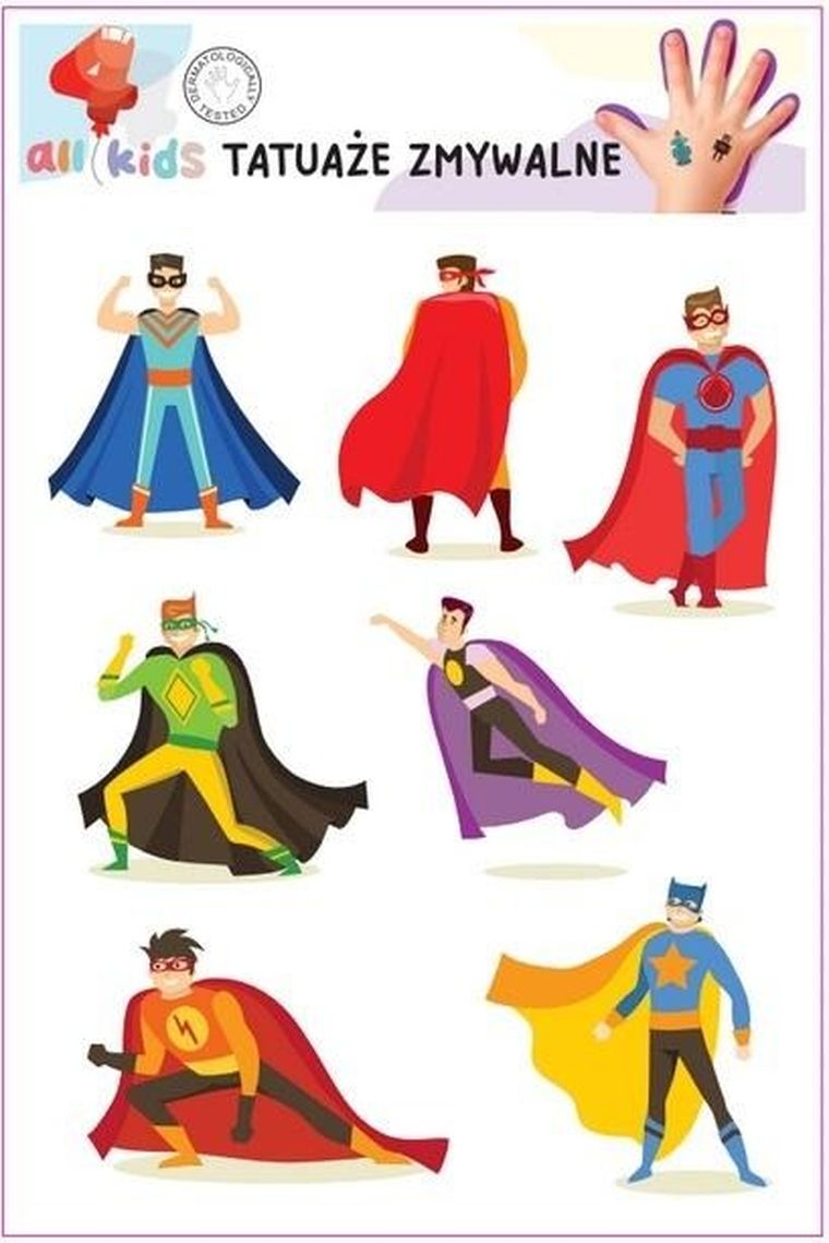 All4kids, tatuaże zmywalne dla dzieci, Superbohaterowie