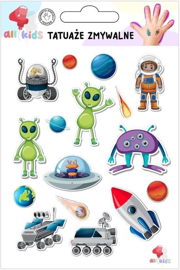 All4Kids, tatuaże zmywalne, kosmos