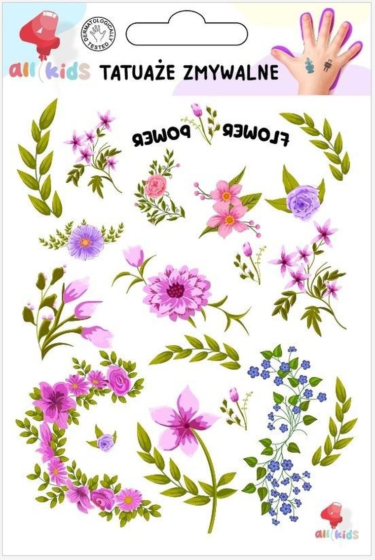 All4Kids, tatuaże zmywalne, kwiaty