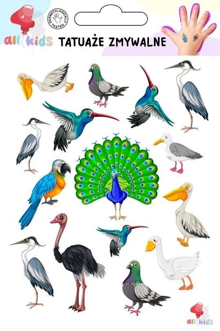 All4Kids, tatuaże zmywalne, ptaki