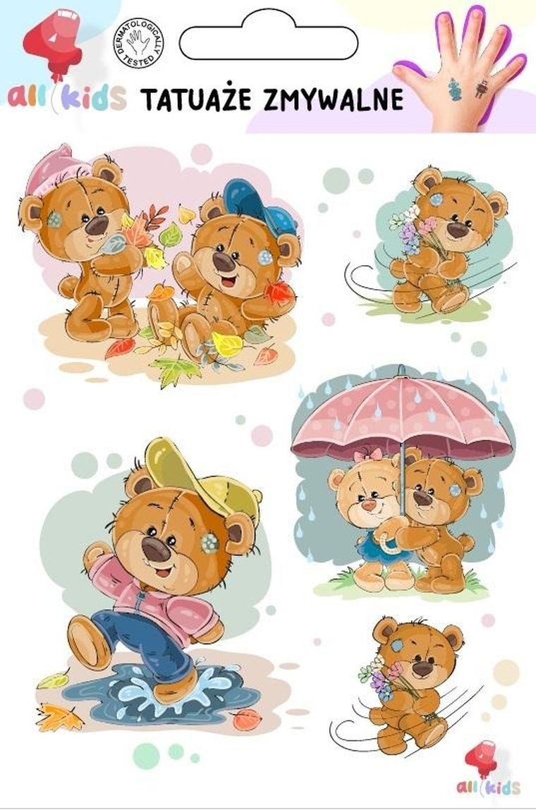 All4Kids, tatuaże zmywalne, słodkie misie