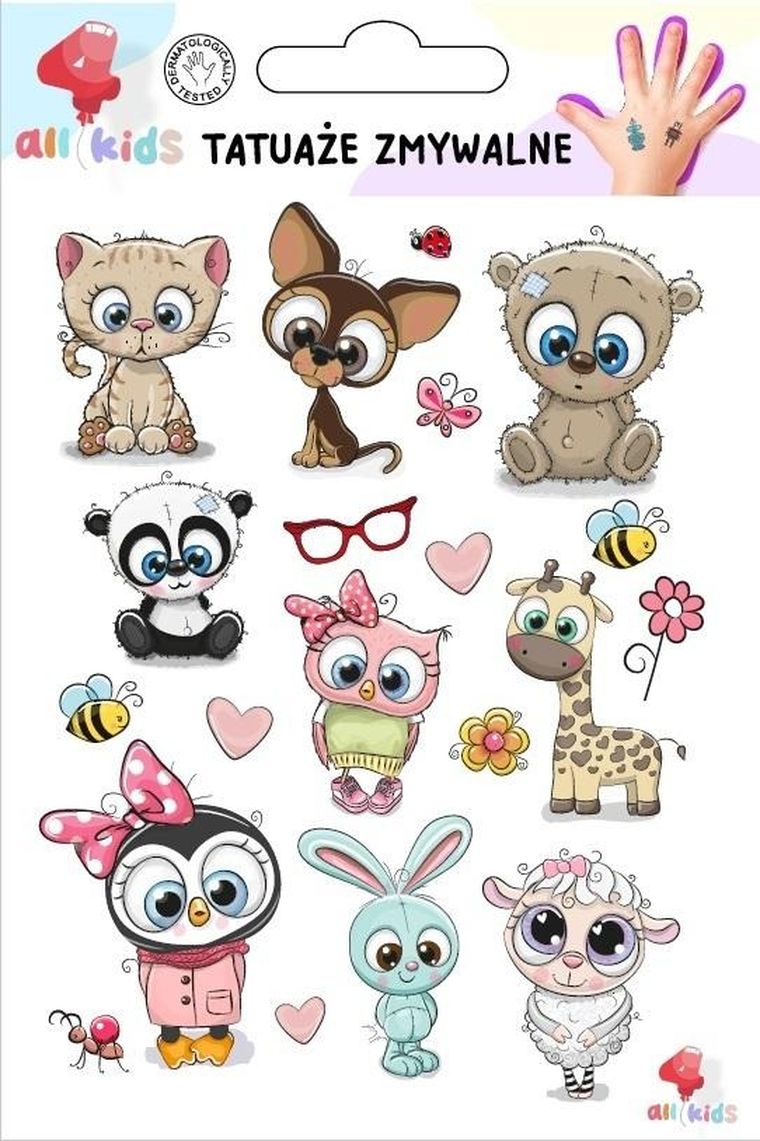All4Kids, tatuaże zmywalne, słodkie zwierzaki