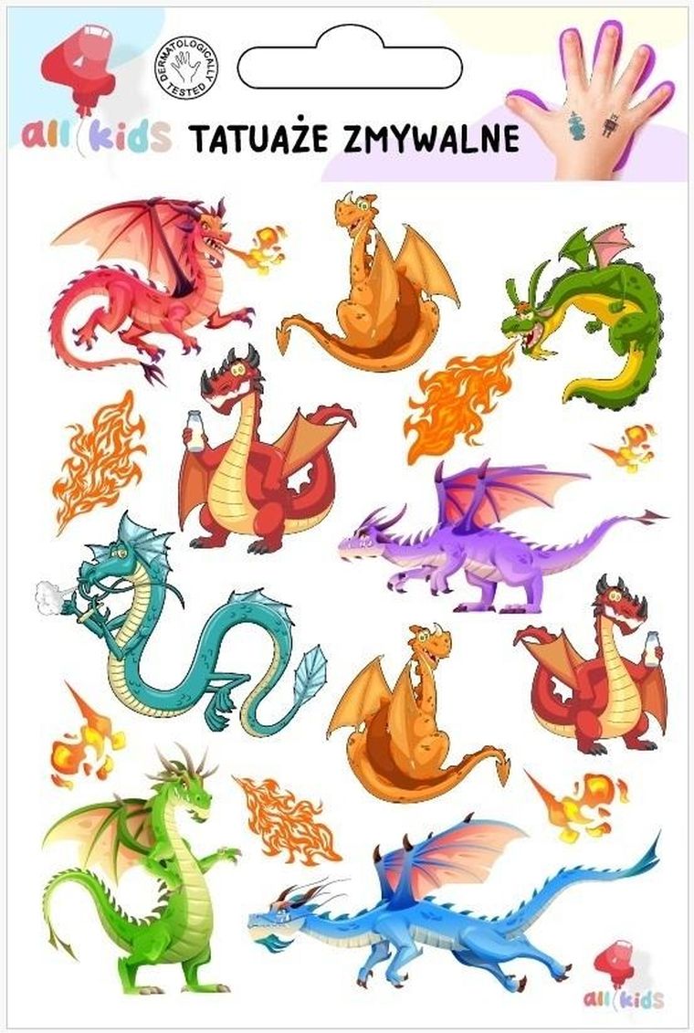 All4Kids, tatuaże zmywalne, smoki