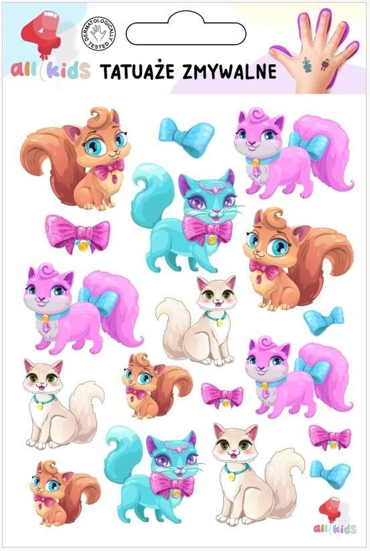 All4Kids, tatuaże zmywalne, wesołe kotki
