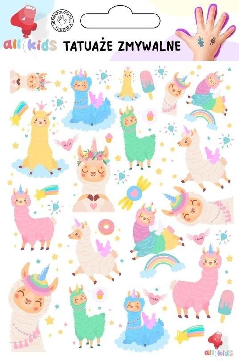 All4Kids, tatuaże zmywalne, wesołe lamy