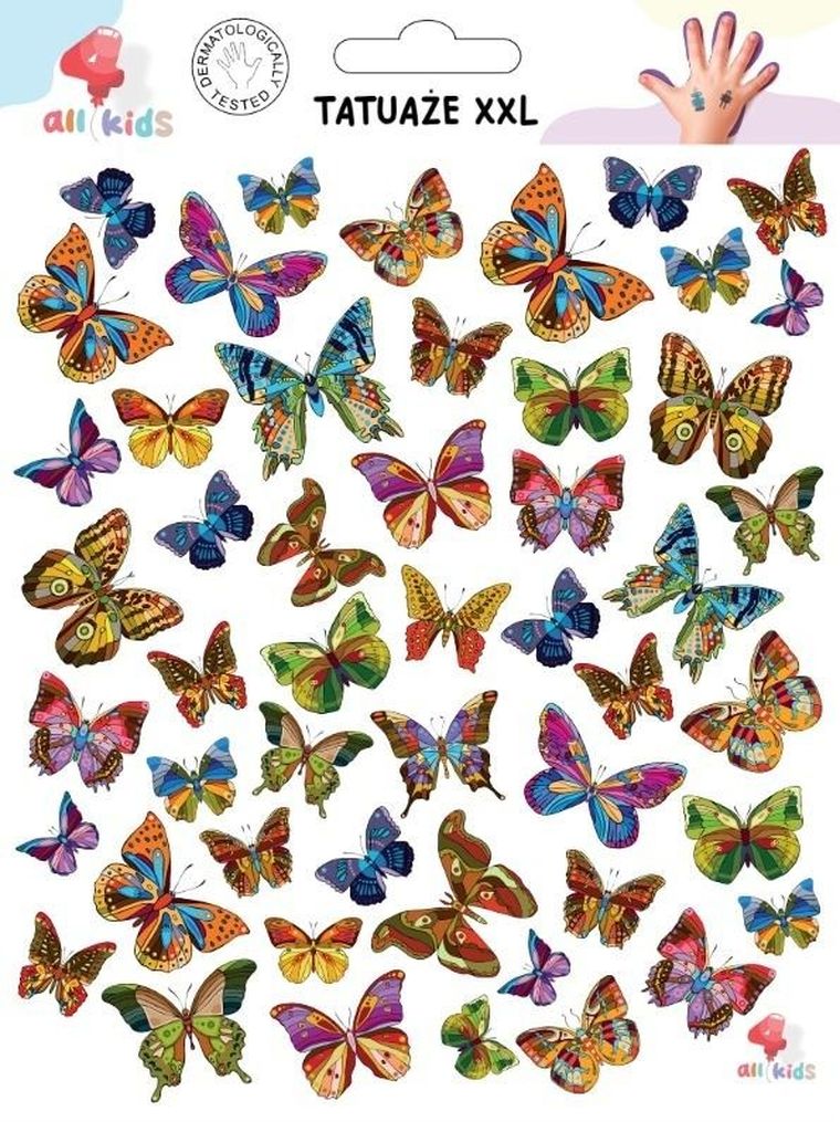 All4kids, tatuaże zmywalne XXL, motylki