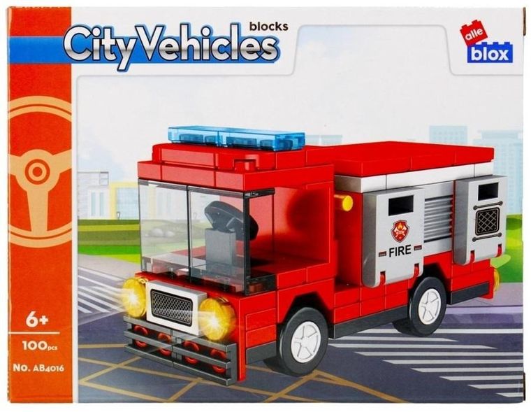 Alleblox, City Vehicles, straż pożarna, klocki konstrukcyjne, 100 elementów
