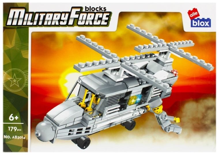Alleblox, helikopter wojskowy, klocki konstrukcyjne, 179 elementów