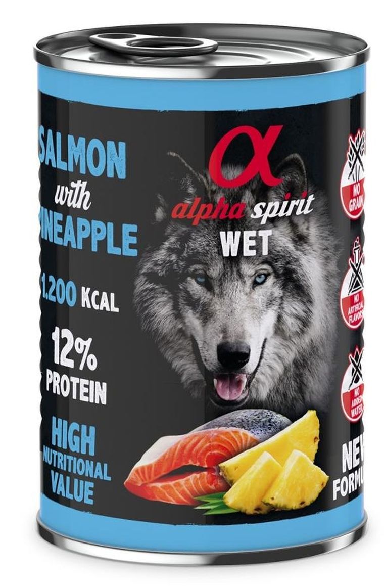 Alpha Spirit, łosoś i ananas, karma mokra dla psa, 400g