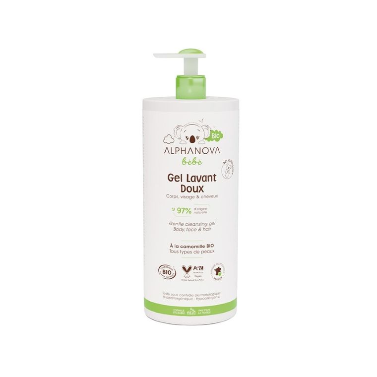 Alphanova Bebe Bio, delikatny żel myjący dla niemowląt 2w1, 1000 ml