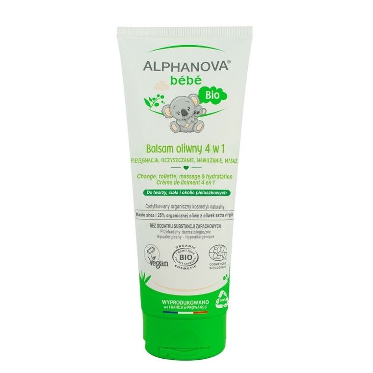 Alphanova Bebe, BIO Liniment, krem nawilżająco-oczyszczający 4w1, 200 ml