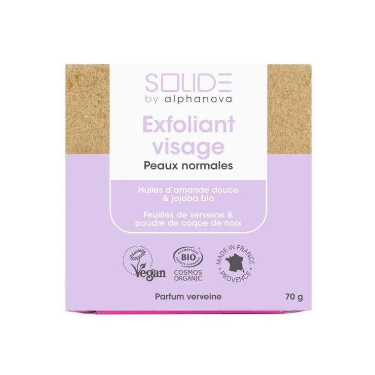 Alphanova Solide, peelingująca kostka do mycia twarzy, 75g