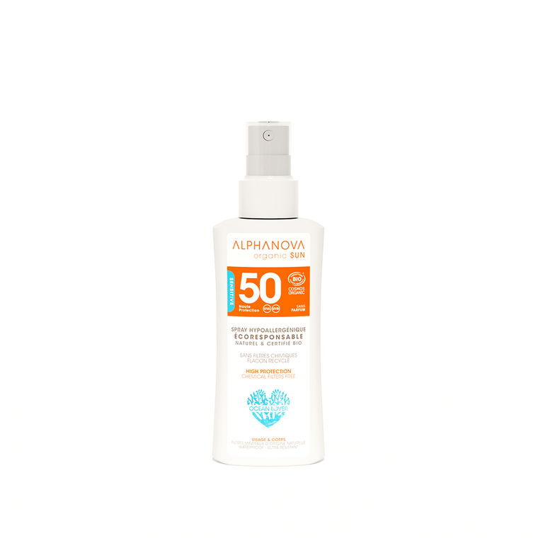 Alphanova Sun, spray z filtrem SPF50, wersja podróżna, 90g