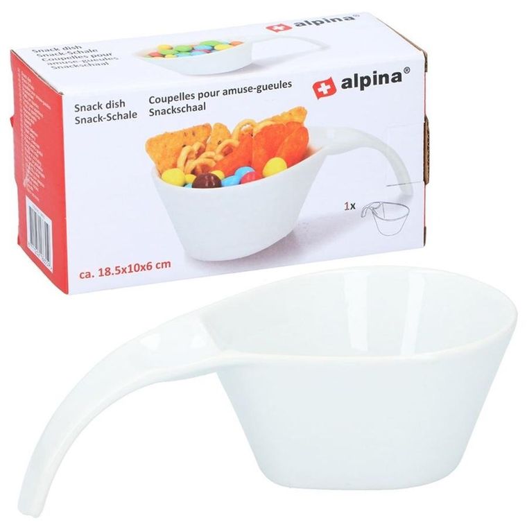 Alpina, miseczka na przekąski, porcelanowa, biała, 190 ml