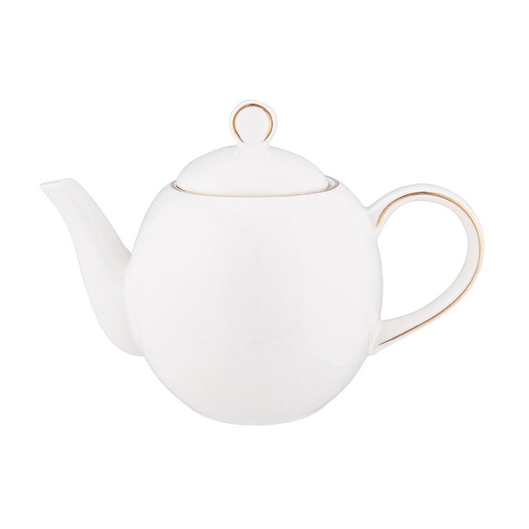 Altom Design, Bella, imbryk, porcelana kremowa w opasce, złota linia, 900 ml