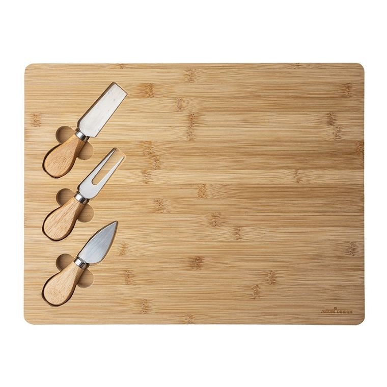 Altom Design, deska bambusowa do serów, 3 noże do sera, 39-30-2 cm