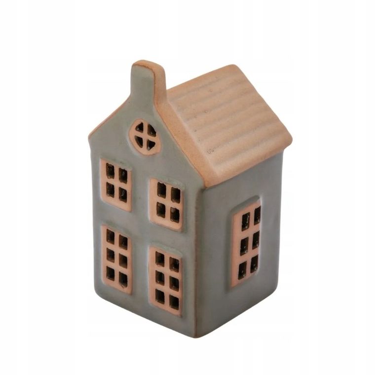 Altom Design, domek porcelanowy LED, khaki, 6,5-6-11 cm