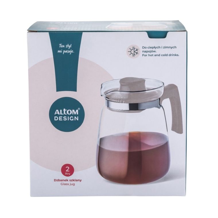 Altom Design, dzbanek szklany do gorących napojów, beżowy, 2l