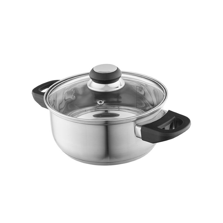 Altom Design, Emilio, garnek nierdzewny z pokrywą szklaną, 2,5l, 20 cm