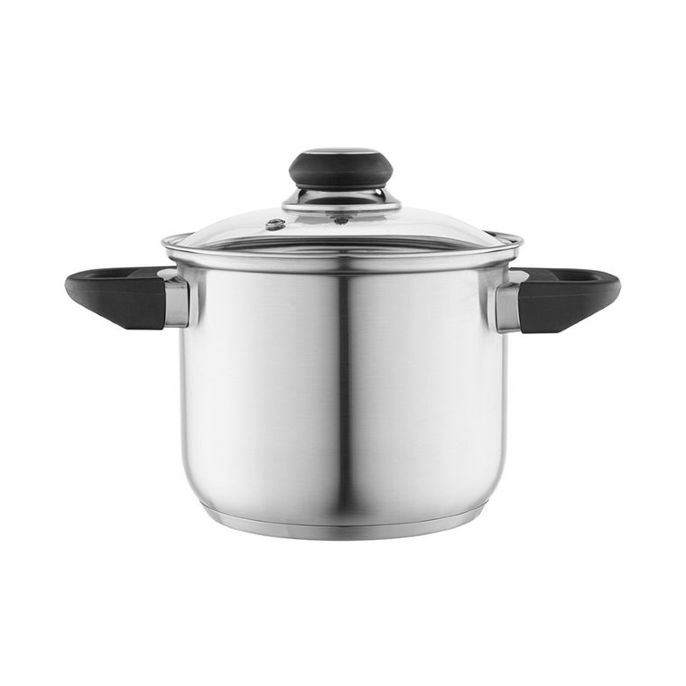 Altom Design, Emilio, wysoki garnek nierdzewny z pokrywą szklaną, 2,3l, 16 cm