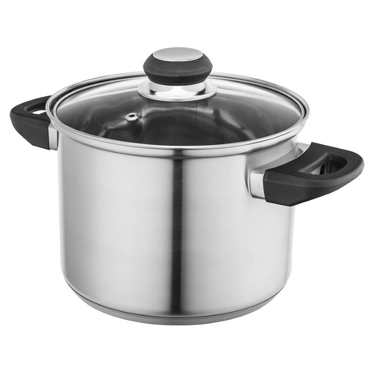 Altom Design, Emilio, wysoki garnek nierdzewny z pokrywą szklaną, 3,3l, 18 cm