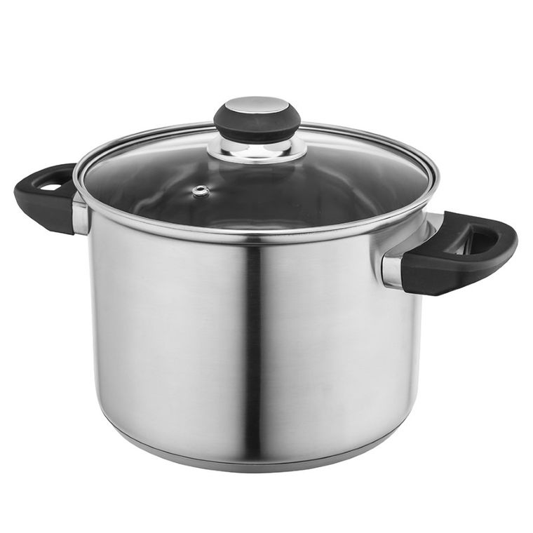 Altom Design, Emilio, wysoki garnek nierdzewny z pokrywą szklaną, 4,3l 20 cm