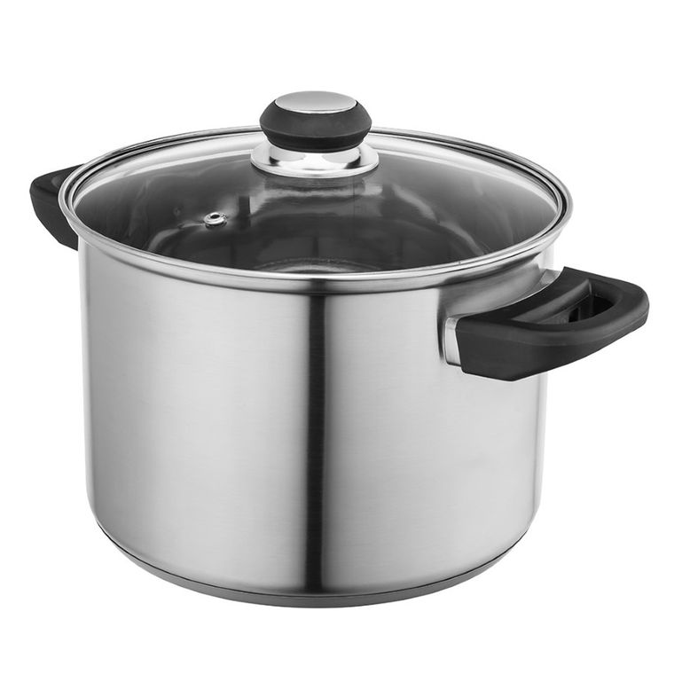 Altom Design, Emilio, wysoki garnek nierdzewny z pokrywą szklaną, 5,6l, 22 cm