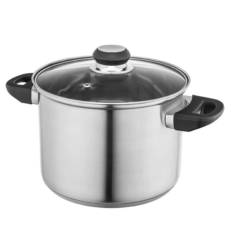 Altom Design, Emilio, wysoki garnek nierdzewny z pokrywą szklaną, 7l, 24 cm