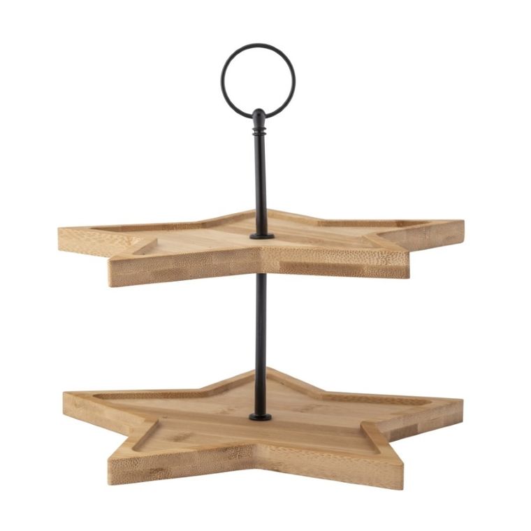 Altom Design, etażerka bambusowa w kształcie gwiazdki, 25-25-23 cm