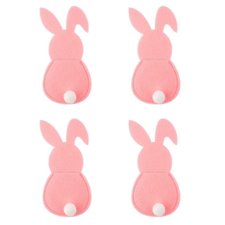 Altom Design, etui filcowe na sztućce, 15-8.5 cm, zestaw 4 szt. różowy zajączek