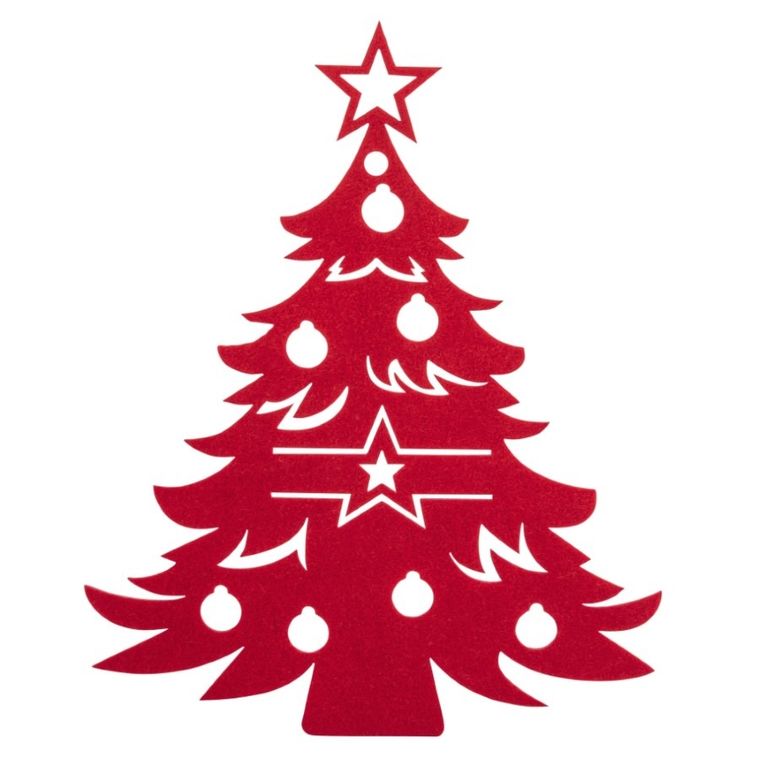 Altom Design, etui filcowe na sztućce, 21-17 cm, zestaw, 4 szt. czerwona choinka