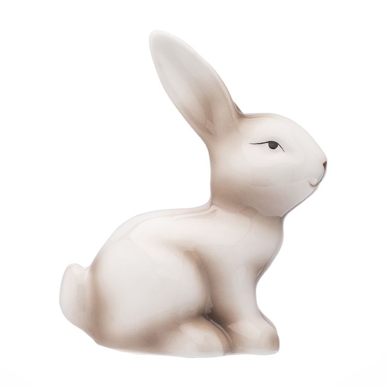 Altom Design, figurka dolomitowa zając, 9-6.5-11 cm, biało-brązowa