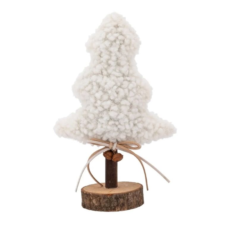 Altom Design, figurka drewniana, choinka boucle, biały, 13,5-24 cm