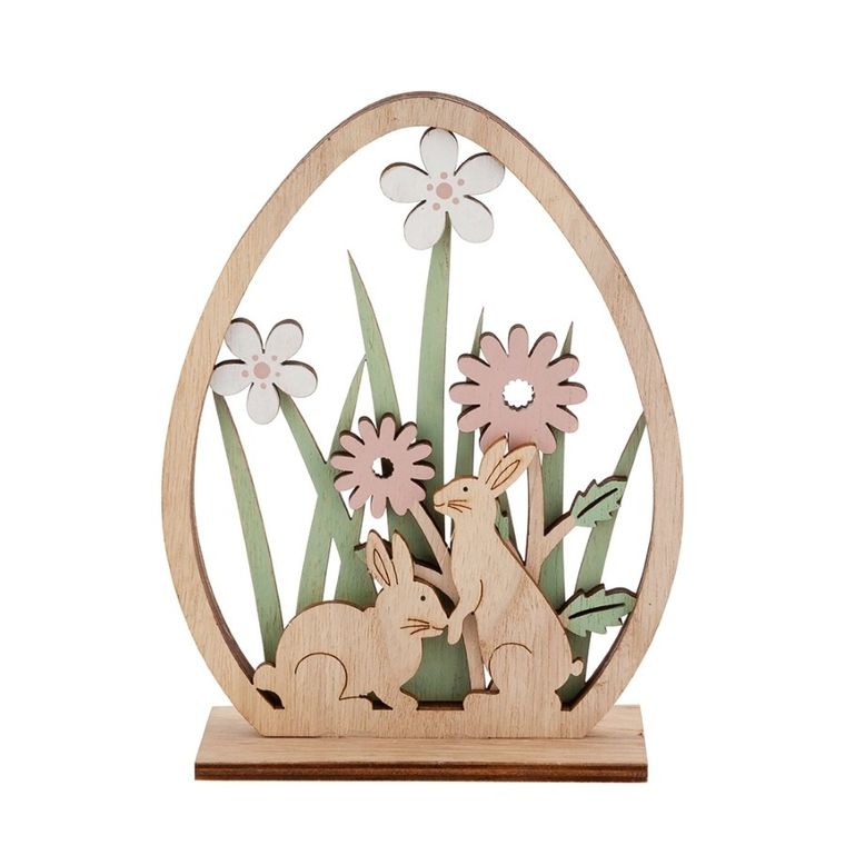 Altom Design, figurka drewniana jajko, 15-12 cm, stokrotki