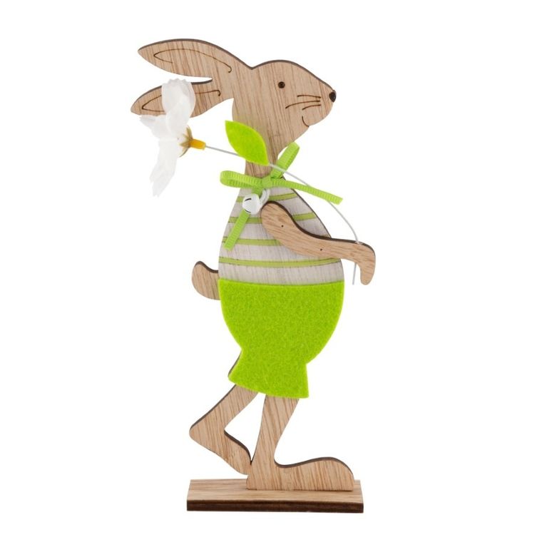 Altom Design, figurka drewniana pan zając z kwiatkiem, 15-4.5-29 cm