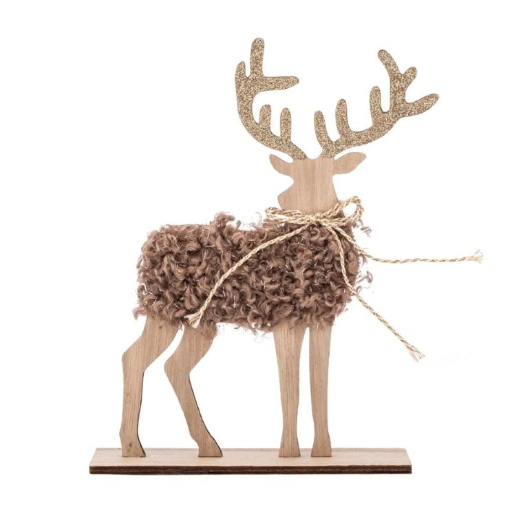 Altom Design, figurka drewniana, renifer boucle, brązowy, 15-20-5 cm