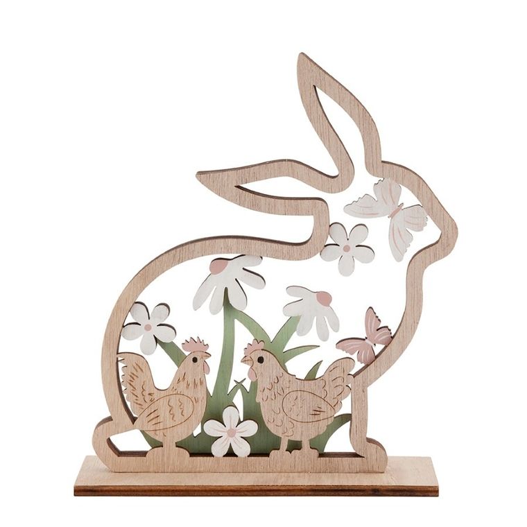 Altom Design, figurka drewniana zając, 18-16 cm, stokrotki