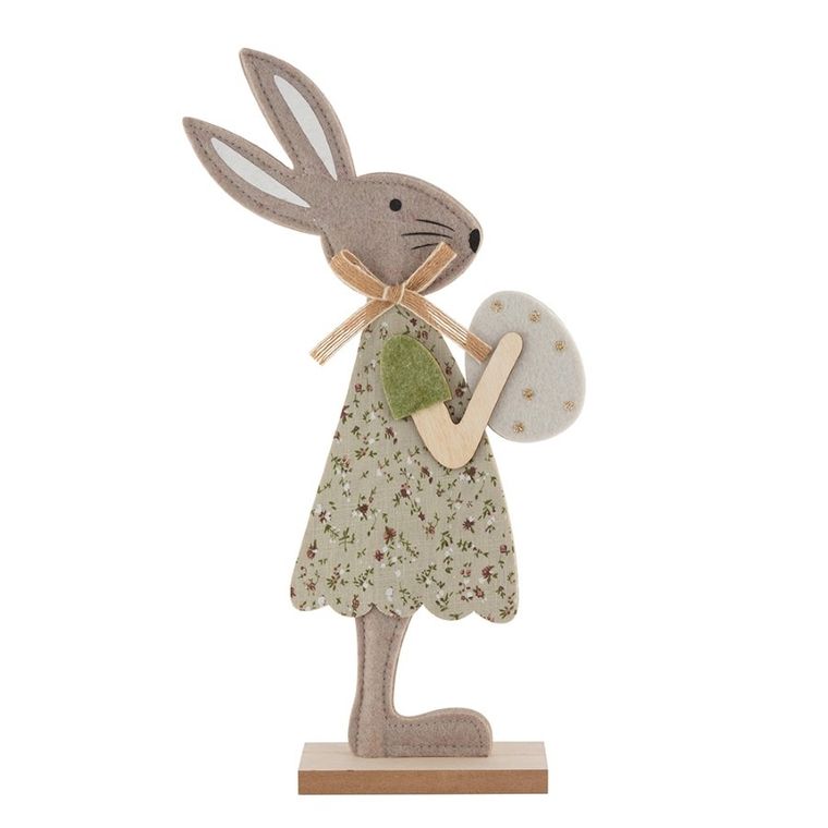 Altom Design, figurka filcowo-drewniana zając w zielonej sukience, 10.5-4-31 cm